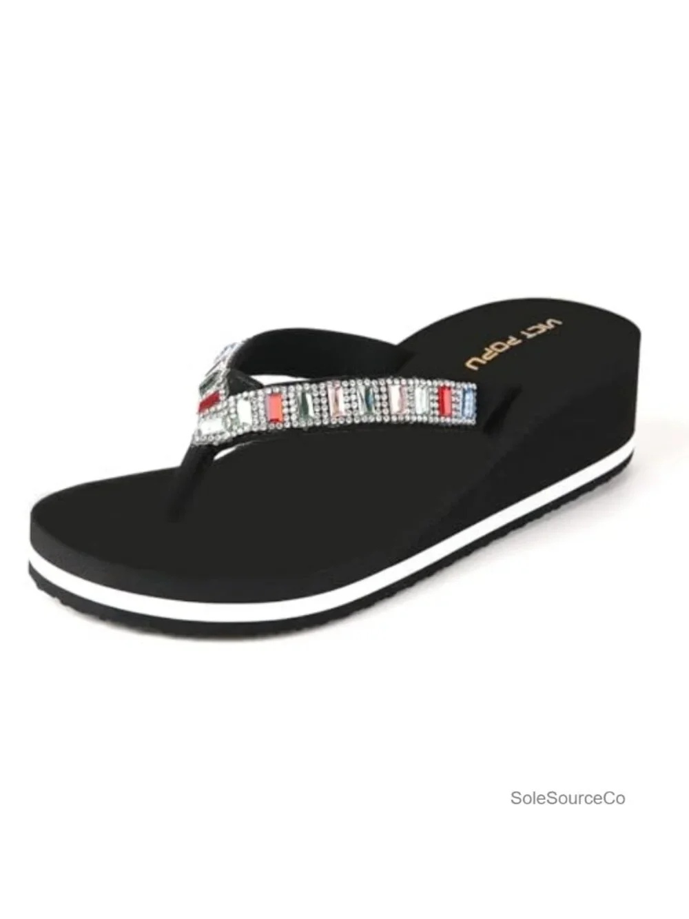 Rhinestone Platform High Heel Flip Flops Wedge Sandals Arch Support